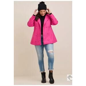 Torrid Pink Glo Wool Peplum Button Front Coat Sz.2